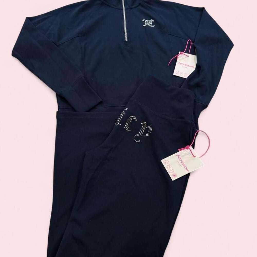 Juicy Couture Cotton Stretch Tracksuit Set Navy Blue New With Tags